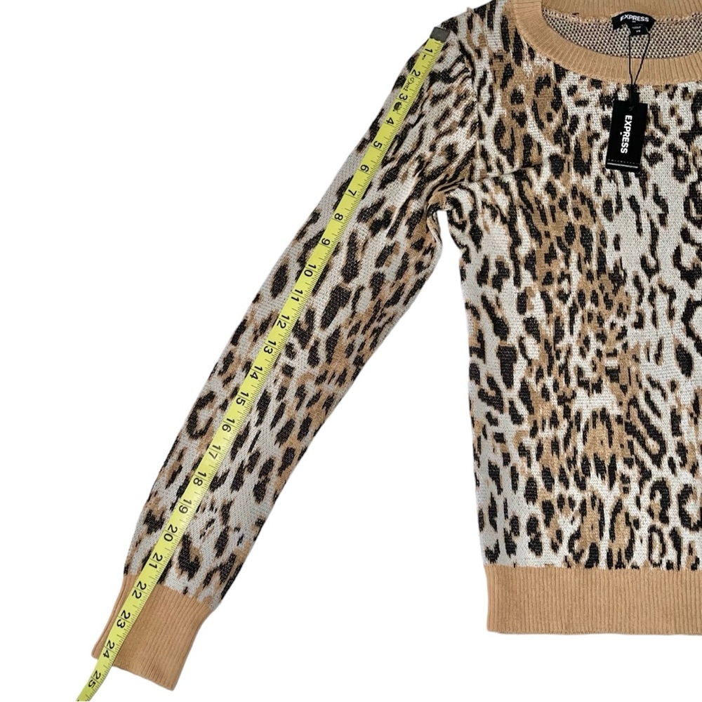 Express Cream & Tan Animal Cheetah Print Sweater Sz  XS - Picture 4 of 7